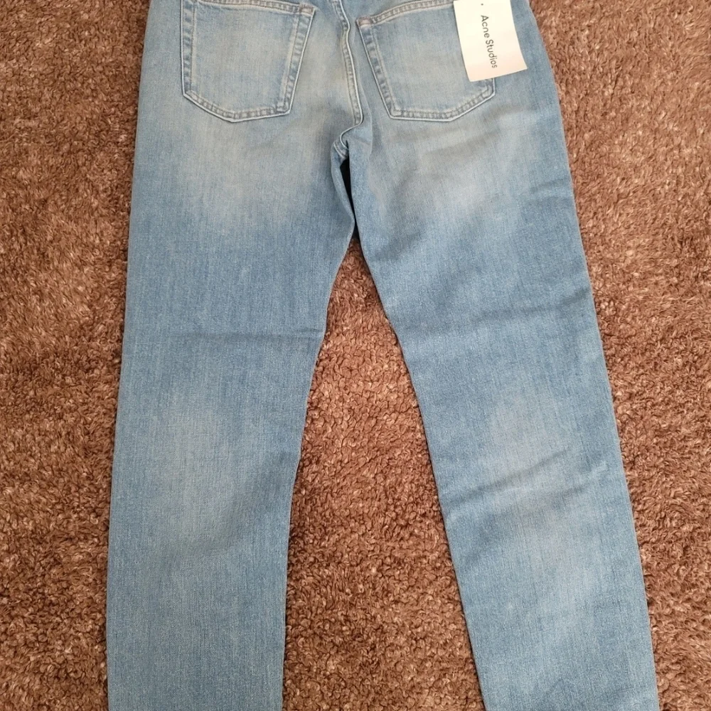 Acne Studio Light Blue Straight Leg Jeans with Subtle Fading | Size 28 X 32 - Picture 14 of 15